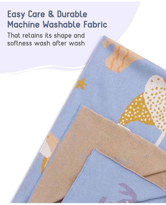 Babyhug Premium Cotton Knitted Blanket Sweet HoneyBee Print   - Yellow