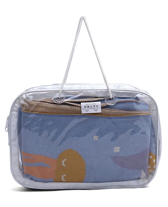 Babyhug Premium Cotton Knitted Blanket Sweet HoneyBee Print   - Yellow