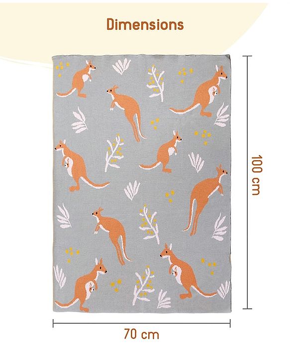Babyhug Premium Cotton Knitted Blanket Sweet HoneyBee Print   - Yellow