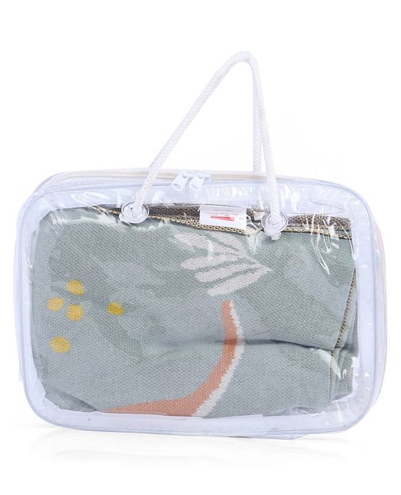Babyhug Premium Cotton Knitted Blanket Sweet HoneyBee Print   - Yellow