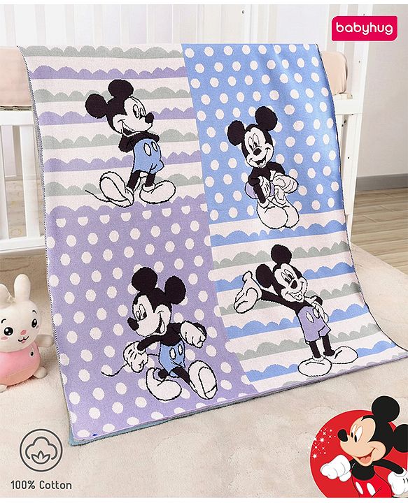 Babyhug Premium Cotton Knitted Blanket Sweet HoneyBee Print   - Yellow