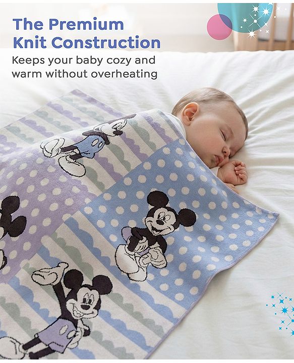 Babyhug Premium Cotton Knitted Blanket Sweet HoneyBee Print   - Yellow