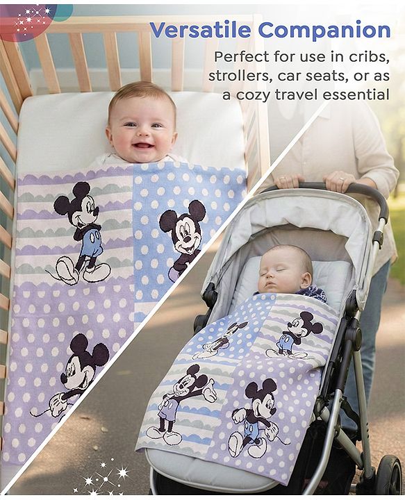 Babyhug Premium Cotton Knitted Blanket Sweet HoneyBee Print   - Yellow