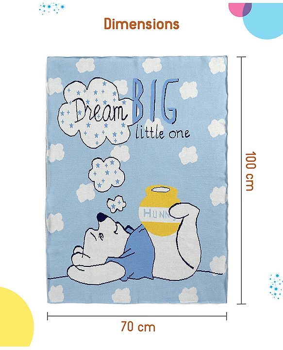 Babyhug Premium Cotton Knitted Blanket Sweet HoneyBee Print   - Yellow