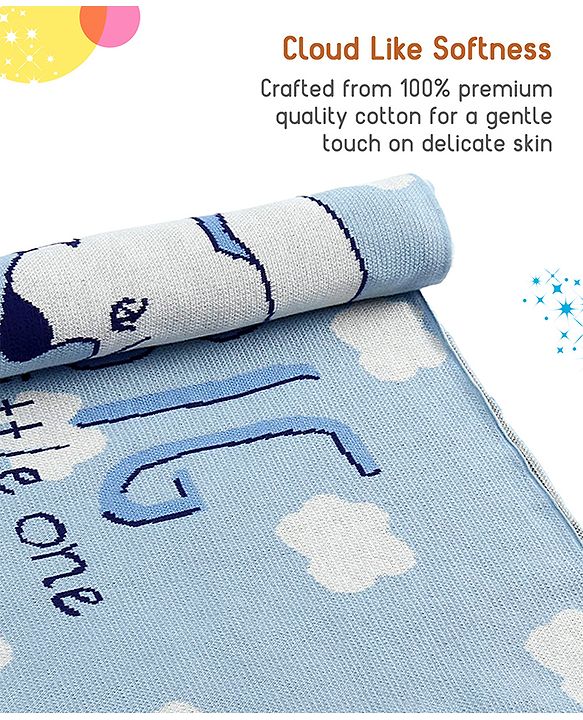 Babyhug Premium Cotton Knitted Blanket Sweet HoneyBee Print   - Yellow