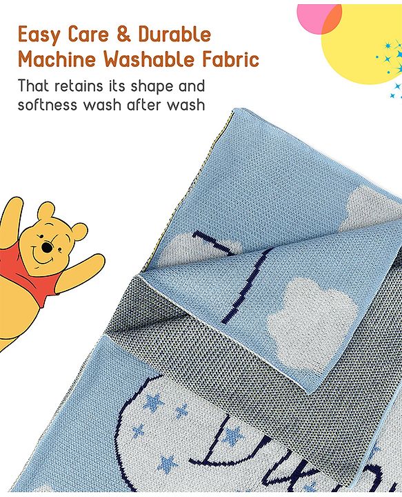 Babyhug Premium Cotton Knitted Blanket Sweet HoneyBee Print   - Yellow