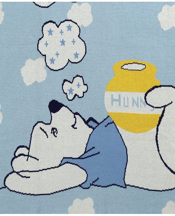 Babyhug Premium Cotton Knitted Blanket Sweet HoneyBee Print   - Yellow
