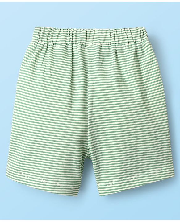Babyhug Single Jersey Knit Half Sleeves T-Shirt & Short Set With Text Print & Ear Applique - Light Green