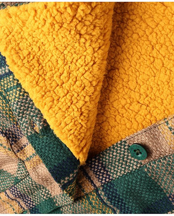Babyhug Knit Full Sleeves Checks Hooded Winter Jacket - Multicolor