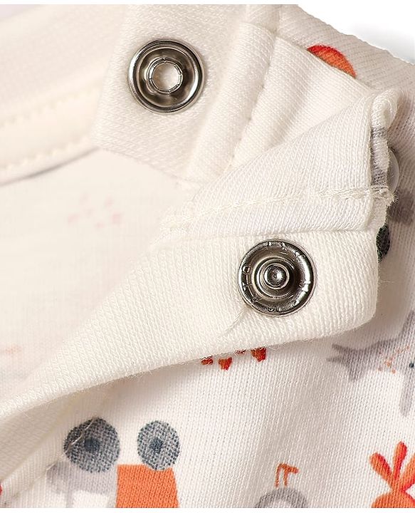 Babyhug Single Jersey Knit Half Sleeves T-Shirt & Short Set With Vehicle Print - White