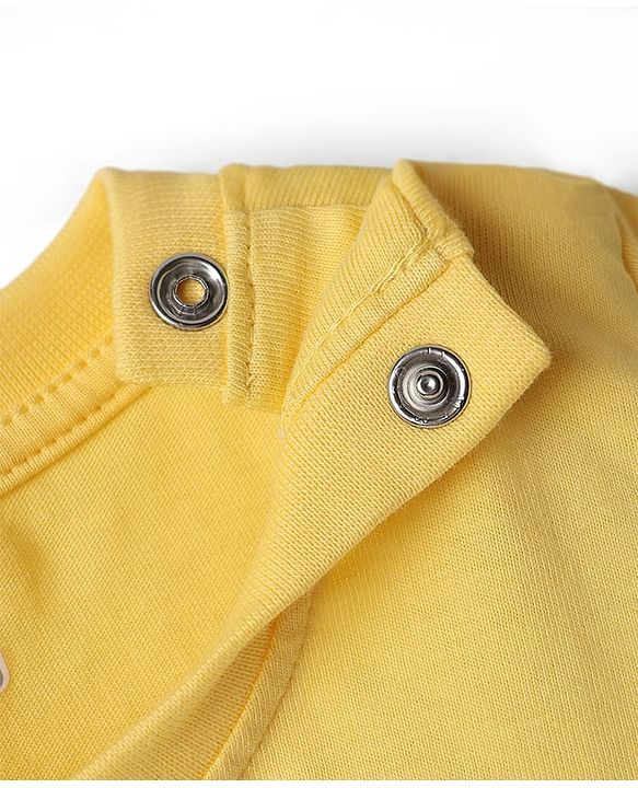 Babyhug Single Jersey Knit Half Sleeves T-Shirt & Shorts Set With Cat Print & Cut & Sew Design - Yellow & Blue