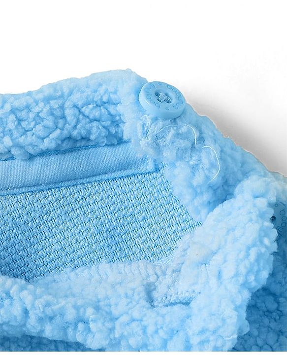 Babyhug Sherpa Fur Knit Full Sleeves Winter Wear Co-ord Set With Applique - Light Blue