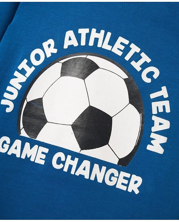Babyhug 100% Cotton Knit Full Sleeves T-Shirt With Game Changer Text Print - Blue