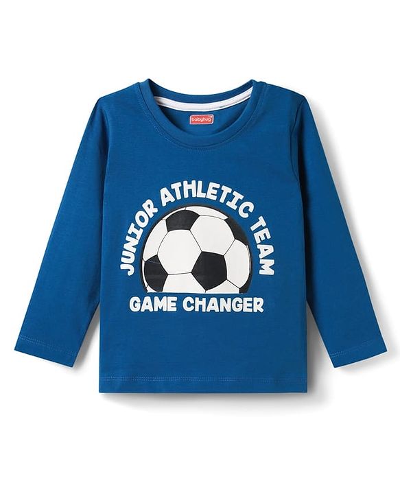 Babyhug 100% Cotton Knit Full Sleeves T-Shirt With Game Changer Text Print - Blue
