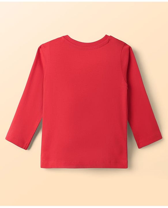 Babyhug 100% Cotton Knit Full Sleeves T-Shirts with Dino Graphics Pack of 3 - Red Navy Blue & Grey
