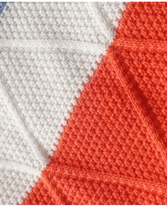 Babyhug Knit Full Sleeves Sweater Set With Stripes - Orange