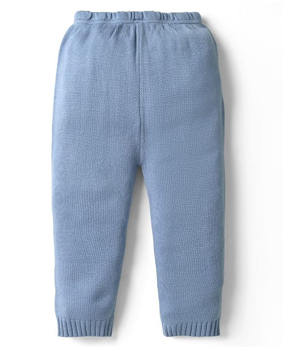 Babyhug Knit Full Sleeves Front Open Sweater Set with Color Block Design - Light Blue
