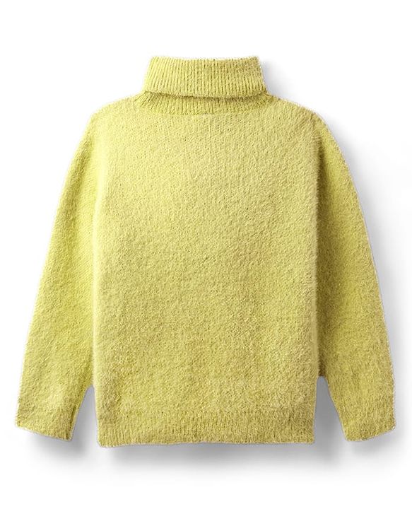 Babyhug Knit Full Sleeves Extra Soft Hairy Eyelash Yarn Turtle Neck Pullover Sweater with Star Patch Detailing - Pink