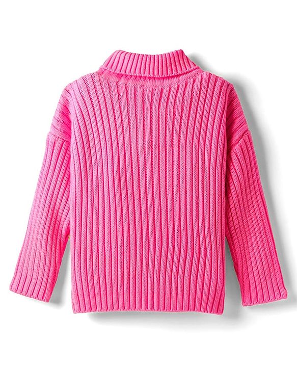 Babyhug Knitted Full Drop Shoulder Sleeves Skivi Sweater With Star Patch - Purple