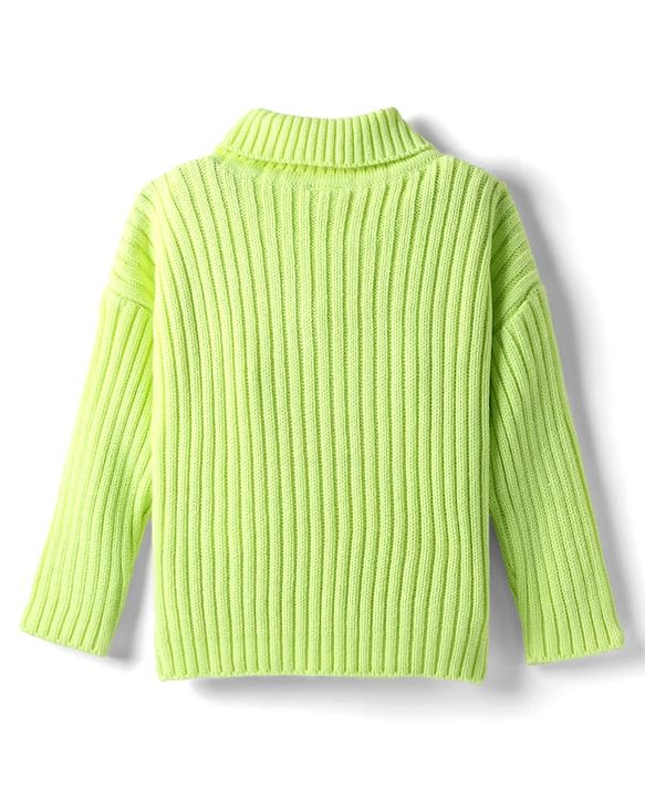 Babyhug Knitted Full Drop Shoulder Sleeves Skivi Sweater With Star Patch - Purple
