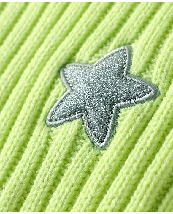 Babyhug Knitted Full Drop Shoulder Sleeves Skivi Sweater With Star Patch - Purple