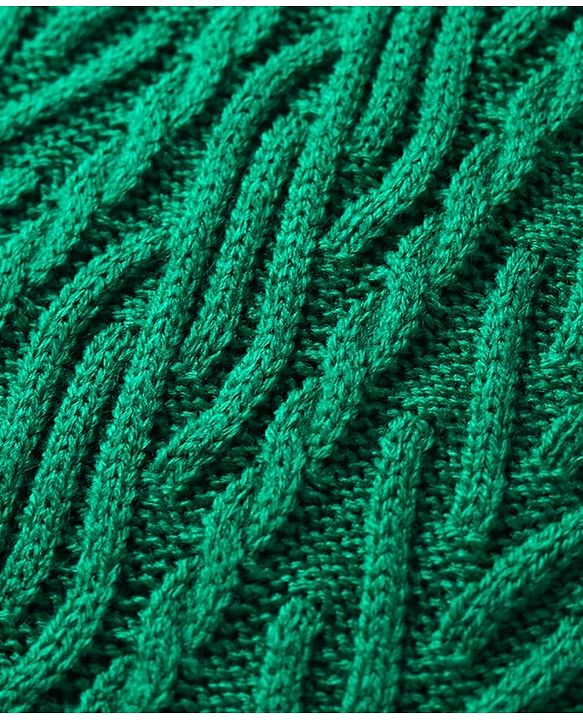 Babyhug Sweater Knit Full Sleeves Woollen Dress With Cable Knit Design - Green