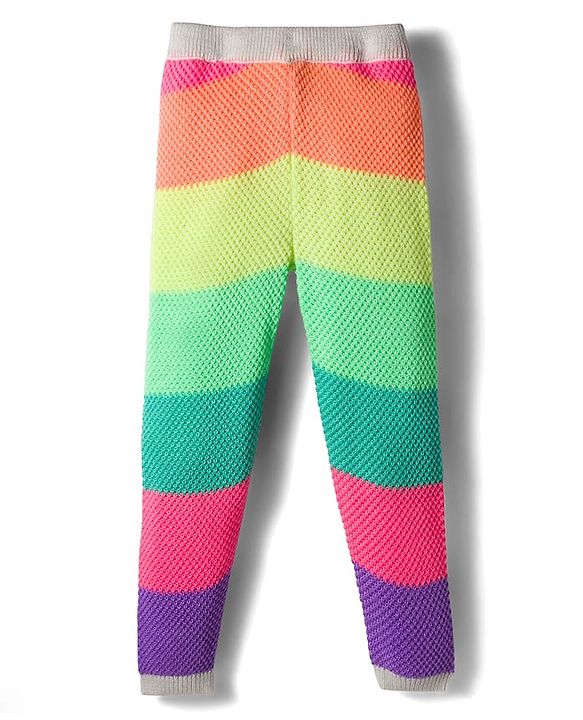 Babyhug  Knit Full Length Color Block Design Woollen Pant - Multicolor