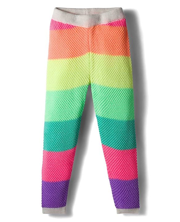 Babyhug  Knit Full Length Color Block Design Woollen Pant - Multicolor