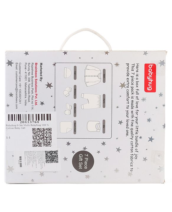 Babyhug 100% Cotton Baby Gift Set With Beach Theme Print - White & Red