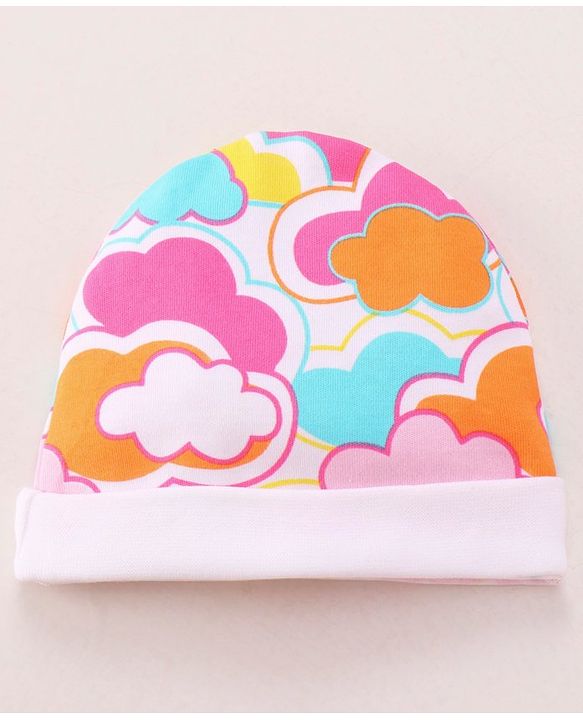 Babyhug 100% Cotton Baby Gift Set with Cloud Print Pack of 7 - Pink