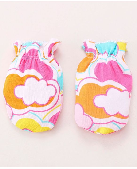 Babyhug 100% Cotton Baby Gift Set with Cloud Print Pack of 7 - Pink