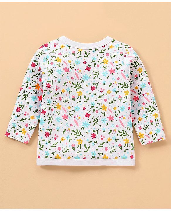 Babyhug 100% Cotton Baby Gift Set With Floral Print Pack of 7 - White & Pink