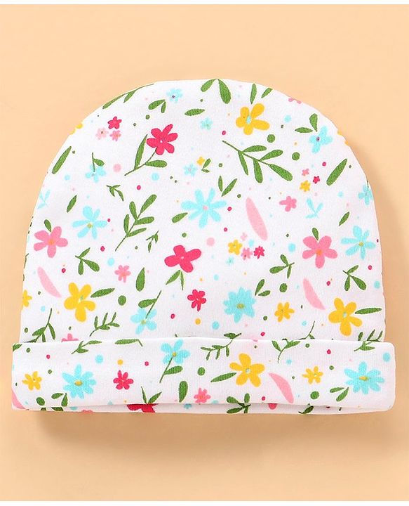 Babyhug 100% Cotton Baby Gift Set With Floral Print Pack of 7 - White & Pink