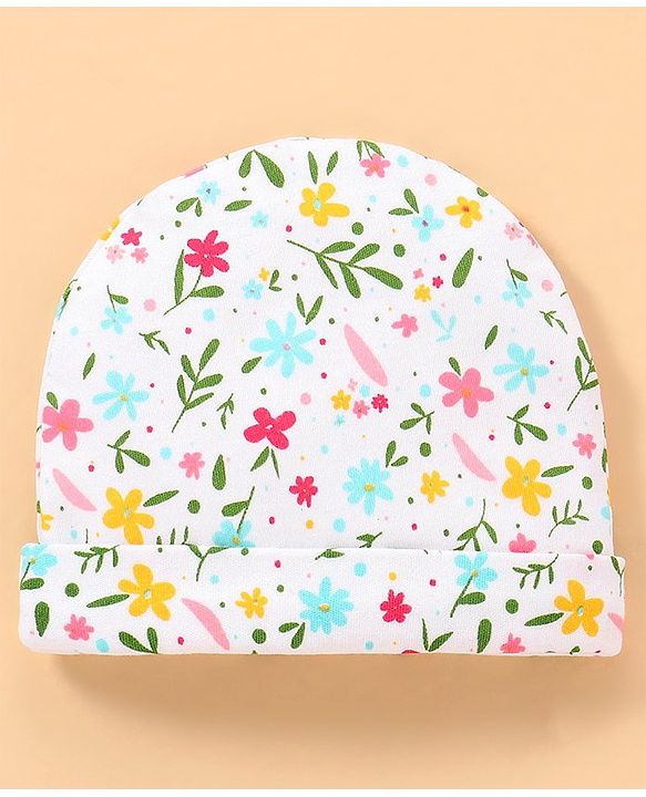 Babyhug 100% Cotton Baby Gift Set With Floral Print Pack of 7 - White & Pink