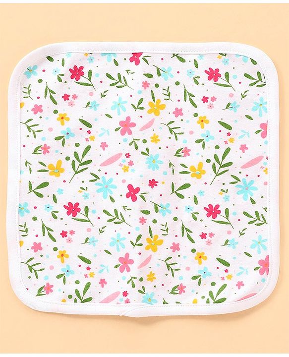Babyhug 100% Cotton Baby Gift Set With Floral Print Pack of 7 - White & Pink