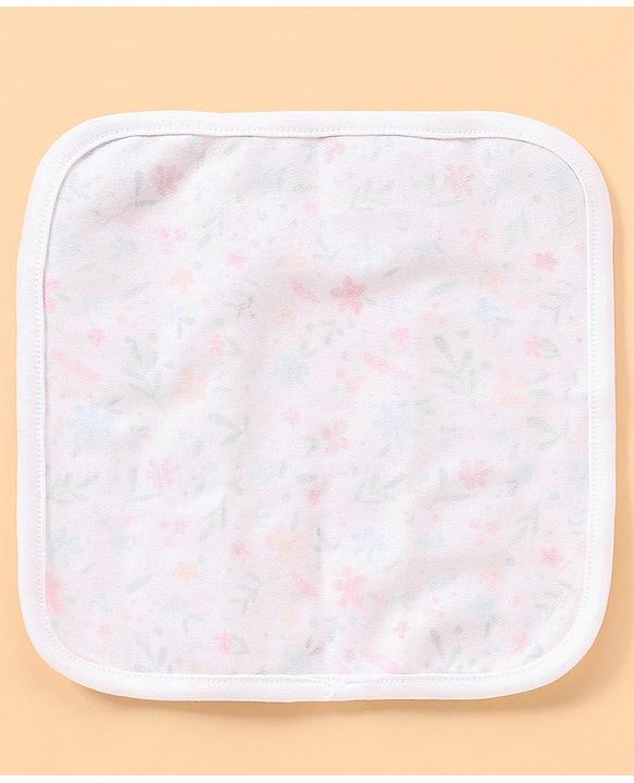 Babyhug 100% Cotton Baby Gift Set With Floral Print Pack of 7 - White & Pink