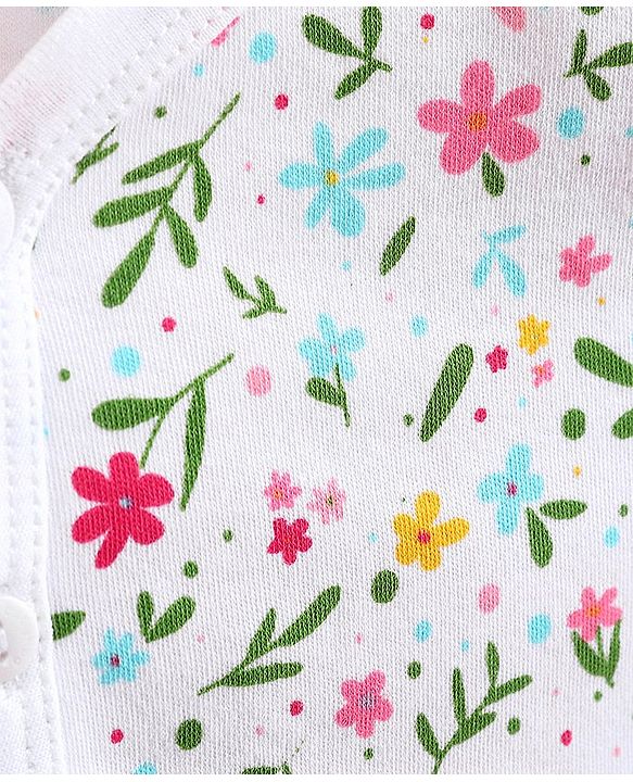 Babyhug 100% Cotton Baby Gift Set With Floral Print Pack of 7 - White & Pink