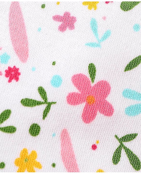 Babyhug 100% Cotton Baby Gift Set With Floral Print Pack of 7 - White & Pink
