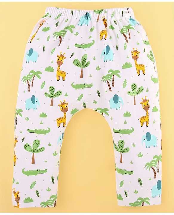 Babyhug 100% Cotton Baby Gift Set With Animal Print Pack of 7 - White & Light Blue