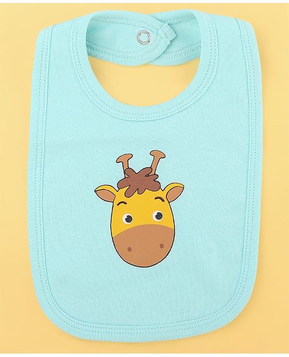 Babyhug 100% Cotton Baby Gift Set With Animal Print Pack of 7 - White & Light Blue