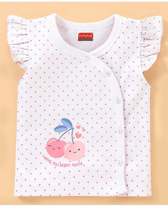 Babyhug 100% Cotton Baby Gift Set with Polka Dots & Fruit Print Set of 7 - Pink