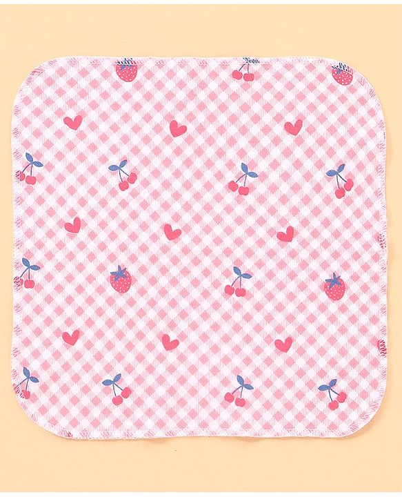 Babyhug 100% Cotton Baby Gift Set with Polka Dots & Fruit Print Set of 7 - Pink