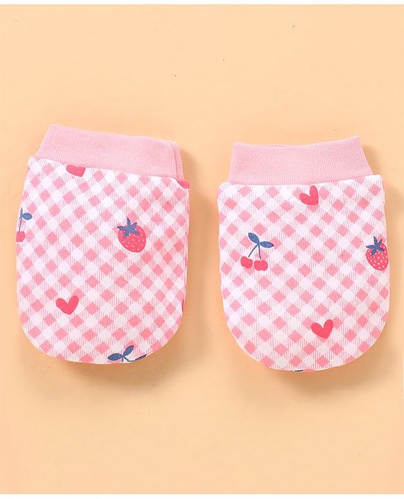 Babyhug 100% Cotton Baby Gift Set with Polka Dots & Fruit Print Set of 7 - Pink