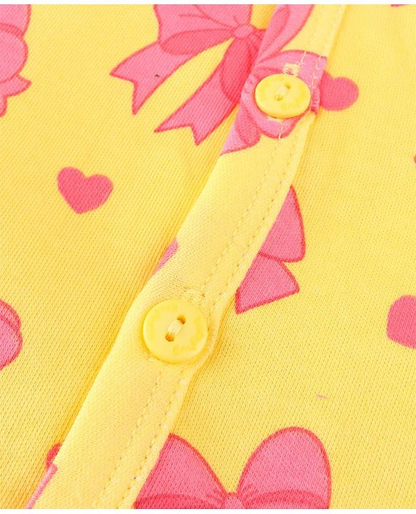 Babyhug 100% Cotton Baby Gift Set With Bow Print Pack of 7 - Yellow & Pink