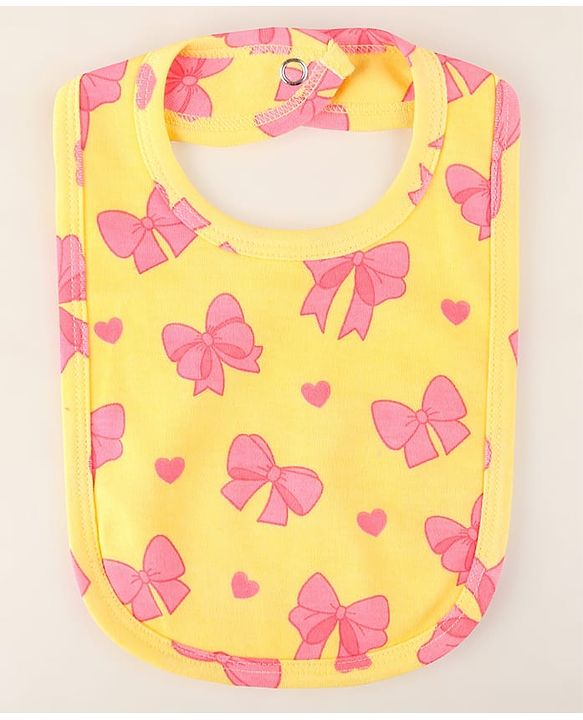 Babyhug 100% Cotton Baby Gift Set With Bow Print Pack of 7 - Yellow & Pink
