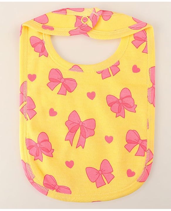 Babyhug 100% Cotton Baby Gift Set With Bow Print Pack of 7 - Yellow & Pink