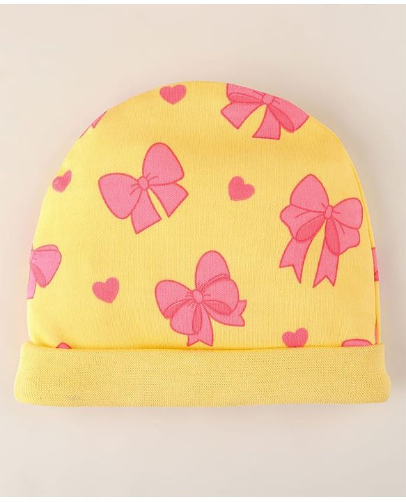 Babyhug 100% Cotton Baby Gift Set With Bow Print Pack of 7 - Yellow & Pink