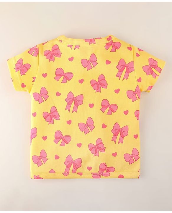 Babyhug 100% Cotton Baby Gift Set With Bow Print Pack of 7 - Yellow & Pink