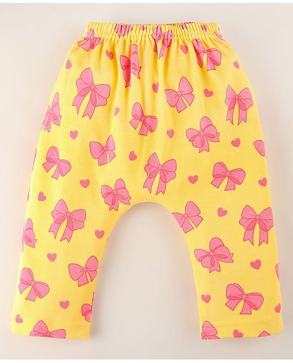 Babyhug 100% Cotton Baby Gift Set With Bow Print Pack of 7 - Yellow & Pink