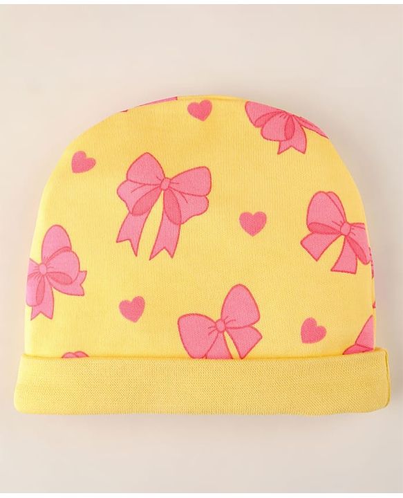 Babyhug 100% Cotton Baby Gift Set With Bow Print Pack of 7 - Yellow & Pink